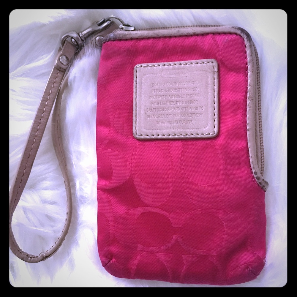 Pre-loved pink coach wristlet